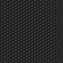 Black background with hexagons, honeycomb pattern. Vector