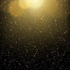 Wall Mural - Abstract gold bokeh with black background. Glitter defocused abstract twinkly lights Christmas template EPS 10