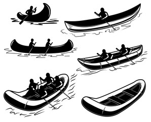Wall Mural - set of canoe, boat, raft illustration. design element for poster, emblem, sign, poster, t shirt.