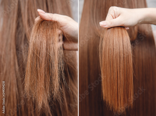 Fotomural Sick, cut and healthy hair care keratin