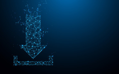 Fototapete - Download icon form lines, triangles and particle style design. Illustration vector