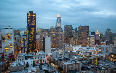Fototapete - San Francisco Skyline at night, California, USA