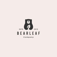 Bear Leaf Leaves Natural Nature Logo Hipster Vintage Retro Vector Icon Illustration
