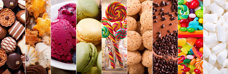 collage of various types sweets products