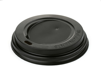 Sticker - Black plastic disposable coffee cup lid