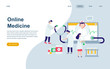 © alexdndz - Modern flat web page design template of Medicine and Healthcare decorated people character for website and mobile website development. Flat landing page template. Vector illustration.