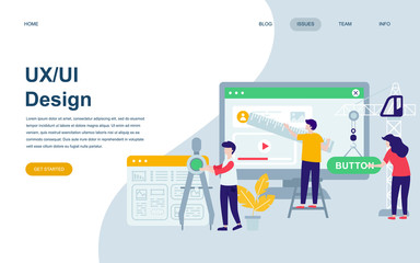 Poster - Modern flat web page design template of UX, UI Design decorated people character for website and mobile website development. Flat landing page template. Vector illustration.