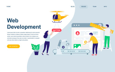 Modern flat web page design template of Web Development decorated people character for website and mobile website development. Flat landing page template. Vector illustration.