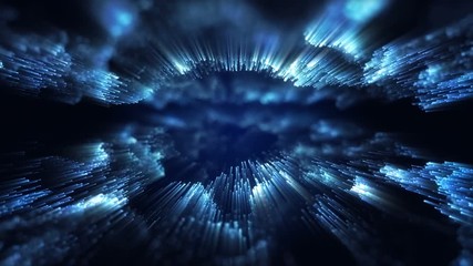 Wall Mural - 4k abstract motion background animation shining particles magic dust light projection beams rays wav