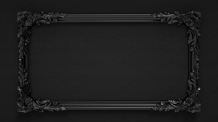 Bright black ornamental vintage frame