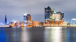 canvas print picture - The famous Elbphilharmonie and Hamburg harbor at night