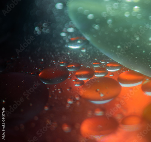 Fotografija Oil in water bubbles abstract colorful background
