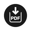 PDF document download icon flat black round button vector illustration
