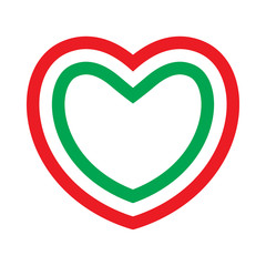 Wall Mural - Heart with contours of Italian flag colors