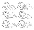 © vectortatu - Newborn baby sketch. Hand drawn sleeping babies isolated on white, happy human girl and boy toddlers, drawing kids vector illustration