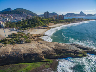 the view between two beautiful beaches. arpoador beach, devil's beach, ipanema district of rio de ja