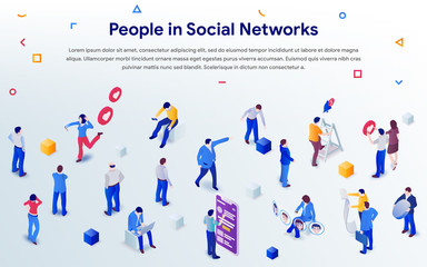 Wall Mural - people in social networks 2019. mix of different men and women in crowd on white background. 3d isom