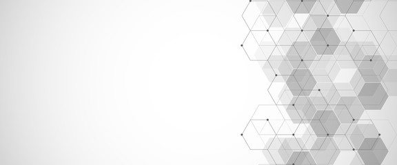 Hexagons pattern. Geometric abstract background with simple hexagonal elements. Medical, technology or science design.