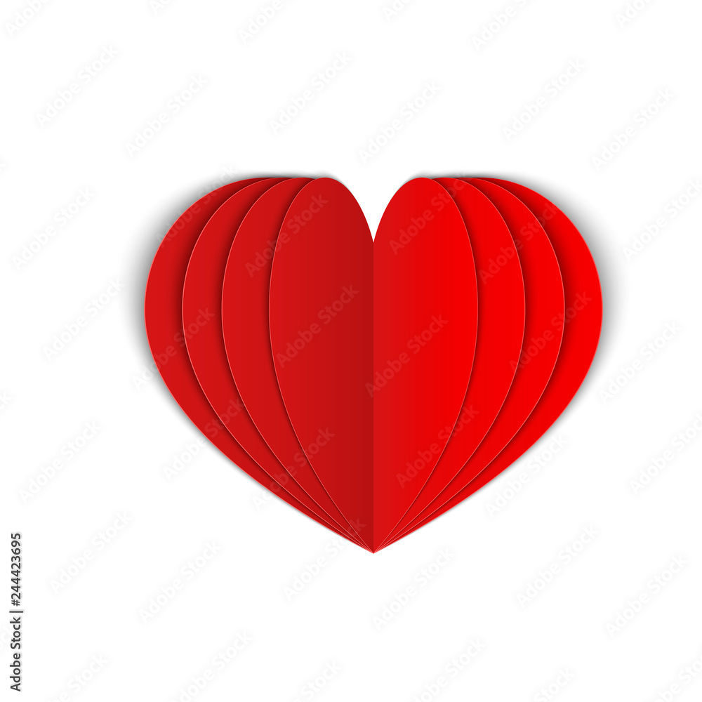 Red paper heart isolated on white. Symbol of love for Valentine’s day ...