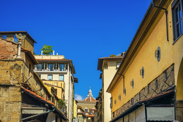 Duomo Cathedral Street Shops Ponte Vecchio Florence Italy