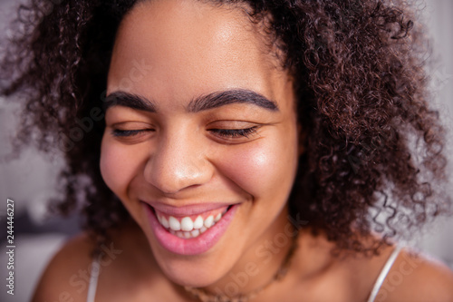 Curly African American Woman With Thick Bushy Brows Buy This