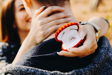 Woman embracing boyfriend after proposal