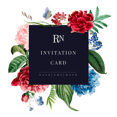 Canvas Print - Floral invitation card mockup illustration
