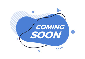 Canvas Print - trendy geometric fluid shape with coming soon text. vector sign isolated on white background for sal