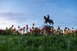 Statue of George Washington in Spring
