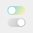 On Off Switch. Vector Switcher for Phone Screens. Toggle Element for Mobile App, Web Design, Animation. Gradient Button for Website. Material Design. Flat Style.