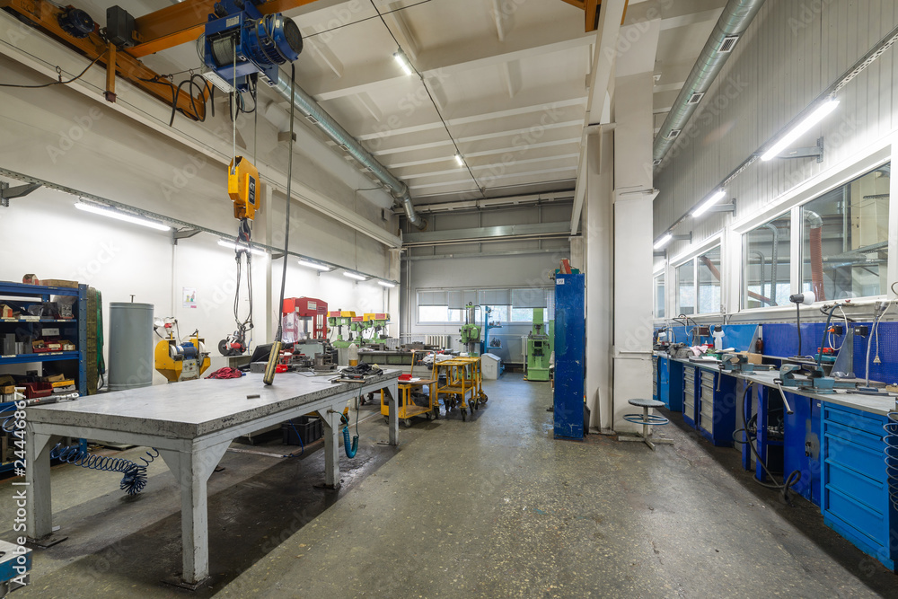 The interior of the metalworking shop. Modern industrial enterprise ...