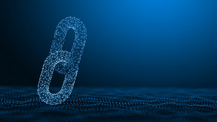 Wall Mural - block chain concept - chain consists of network connections . 3d rendering