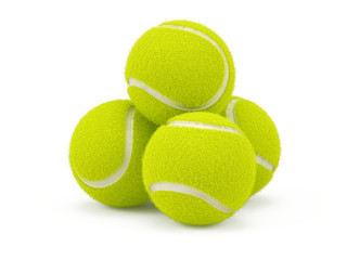 Wall Mural - Tennis balls isolated on white - 3d rendering