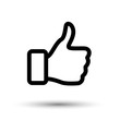 © backup16 - Black outline Thumb up icon isolated on white background. Vector line Like symbol.