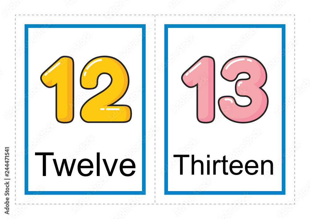 Fototapete Printable Flash Card Collection For Numbers And Their Names