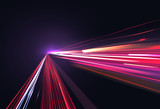 Fototapeta  - Vector image of colorful light trails with motion blur effect, long time exposure isolated on background