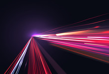 Vector Image Of Colorful Light Trails With Motion Blur Effect, Long Time Exposure Isolated On Background