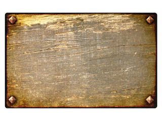 Poster - Old wooden plank with vintage nails