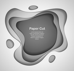 Wall Mural - Abstract grey paper cutout curvy shapes layered, vector illustration in paper cut style. layout for business card, presentations, flyers or posters.