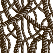 Rope Seamless Pattern, Trendy Vector Wallpaper Background. Tangled Cord Stylish Illustration. Usable For Fabric, Wallpaper, Wrapping, Web And Print.