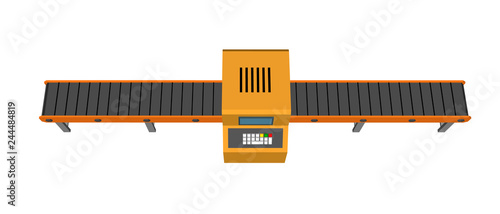 Fotomural Empty conveyor belt with monitor. Isolated on white background.