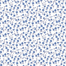 A Lot Of Small Blue Flowers On A White Background. Seamless Pattern.