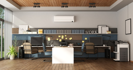 Wall Mural - Large office with four workstation