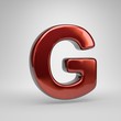 3D letter G uppercase. Red metallic letter isolated on white background