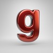 3D letter G lowercase. Red metallic letter isolated on white background