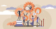 © VectorMine - Sociology vector illustration. Flat tiny scienece ethnical persons concept.