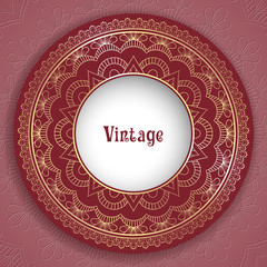 Wall Mural - Vintage ornamental round frame for greeting card, invitation or packaging design