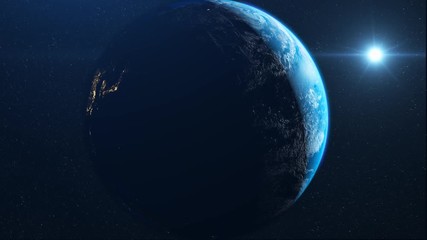Wall Mural - planet earth and asia from space, zooming in to asia 4k