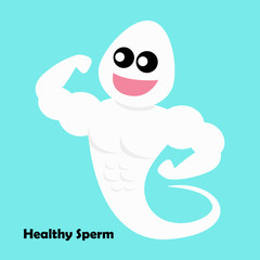 Poster - healthy sperm cartoon character isolated on blue background.