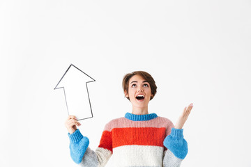 Wall Mural - Happy cheerful girl wearing sweater standing